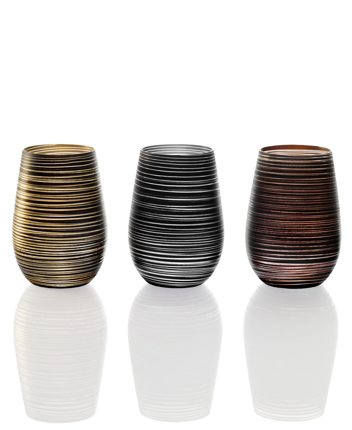 Stolzle Lausitz Olympia Twister Tumblers, Set Of 2 In Black With Silver