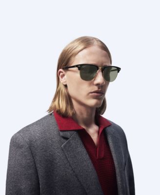 Unisex Polarized Low Bridge Fit Sunglasses, RB3016F CLUBMASTER CLASSIC 55