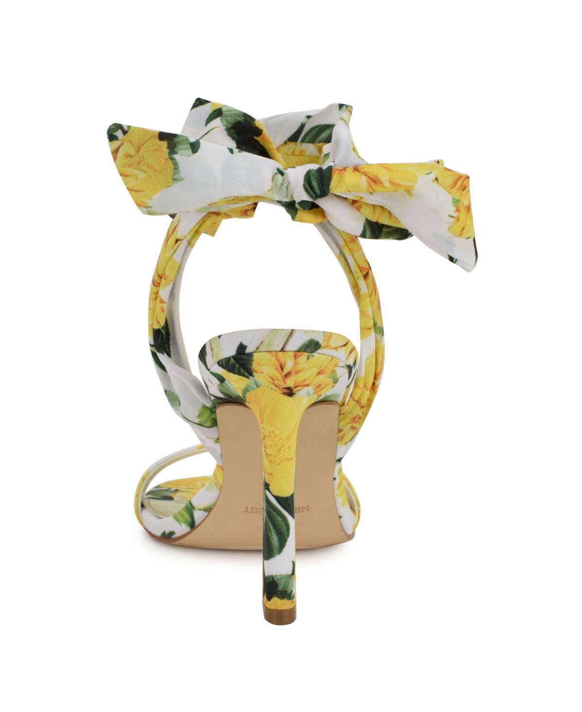 Nine West Kelsie Ankle Tie Sandal In Yellow Rose Floral