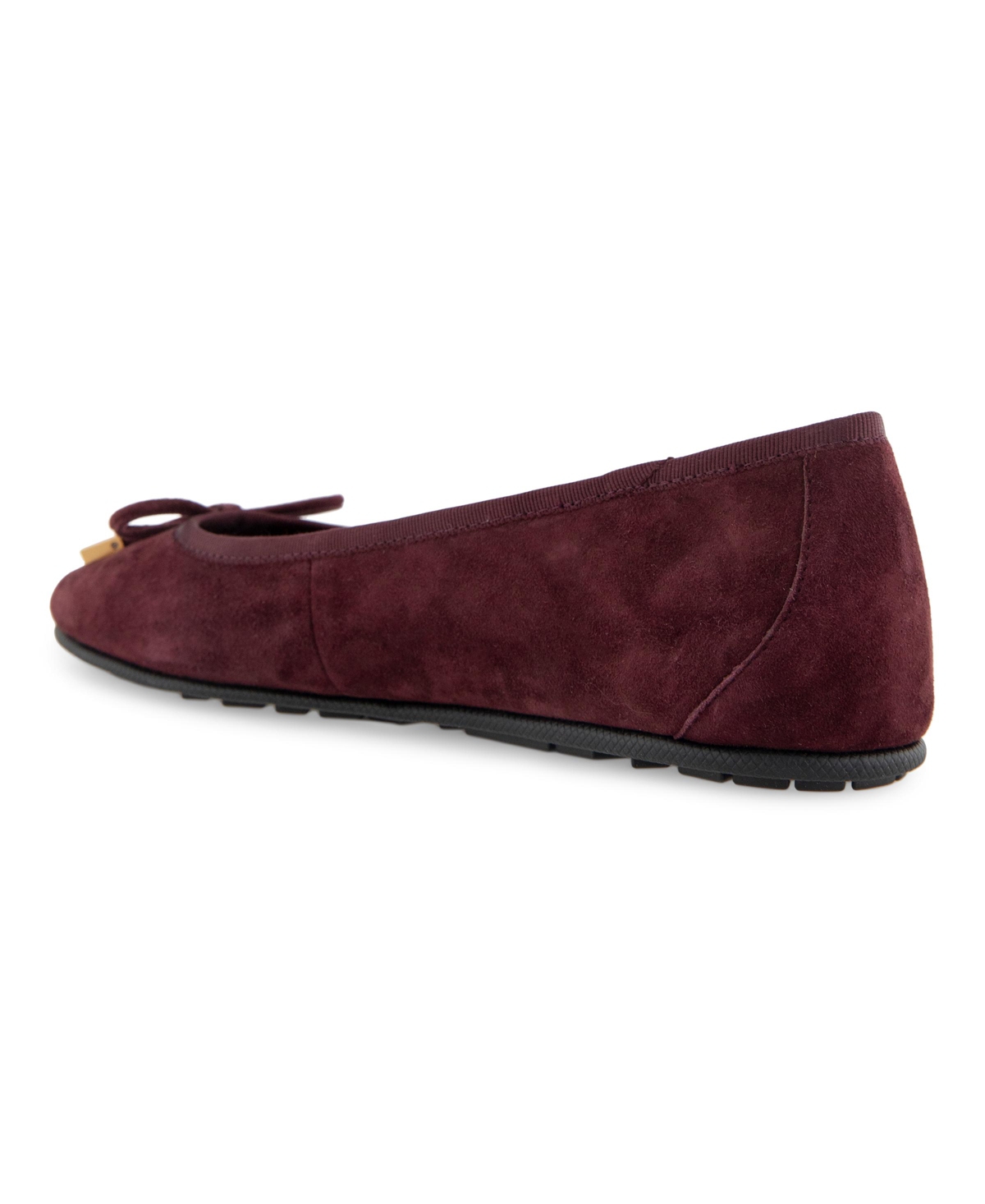 Shop Aerosoles Women's Pia Casual Ballet Wedge Flats In Deep Aubergine Suede