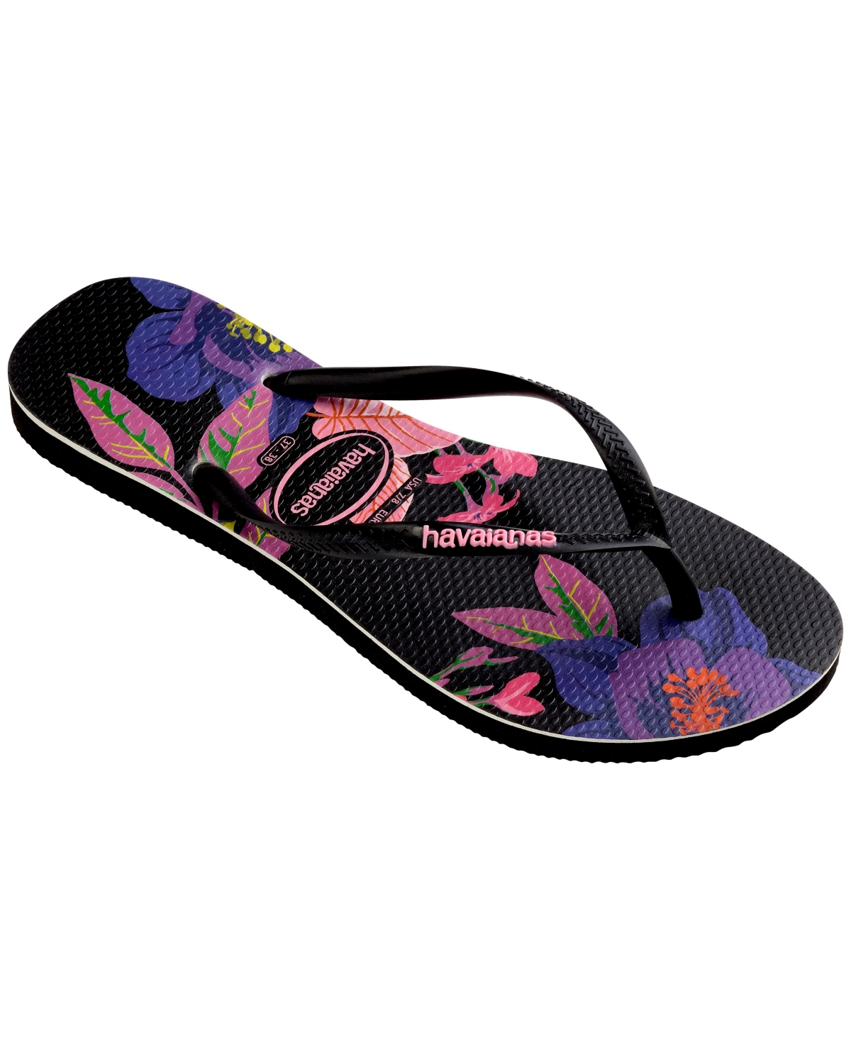 Havaianas Women's Slim Floral Colors Slip On Sandals In Black