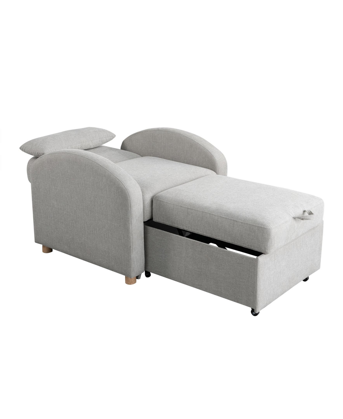 Serta 35.2" Polyester Toluca Convertible Chair In Light Gray
