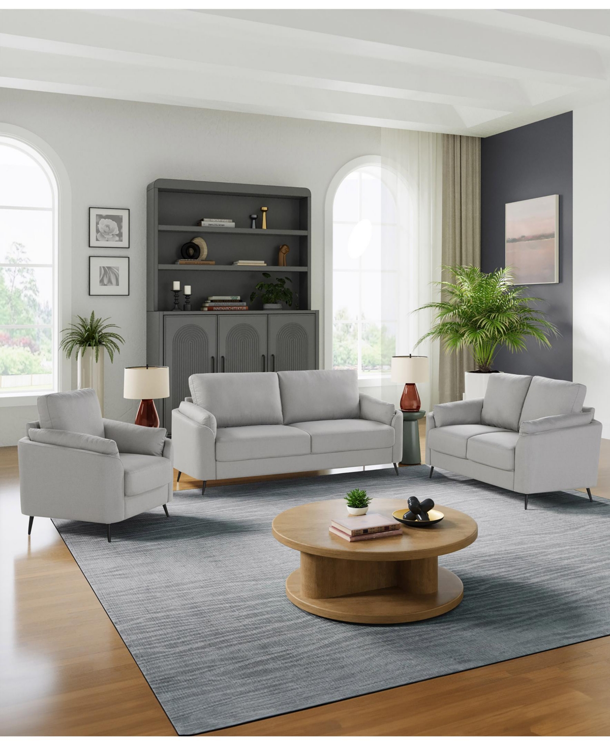 Studio Living 75.6" Polyester Berlin Sofa In Smoke