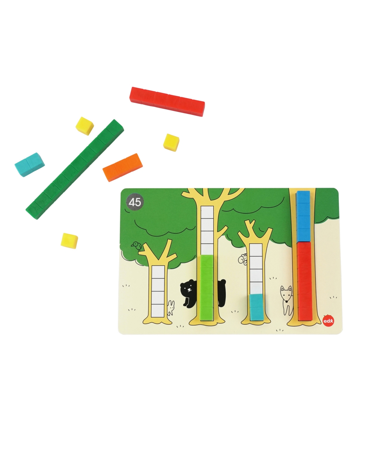 Edxeducation Funplay Number Rods, Set Of 74 Math Manipulatives, 50 Activities, Messy Tray In Multi