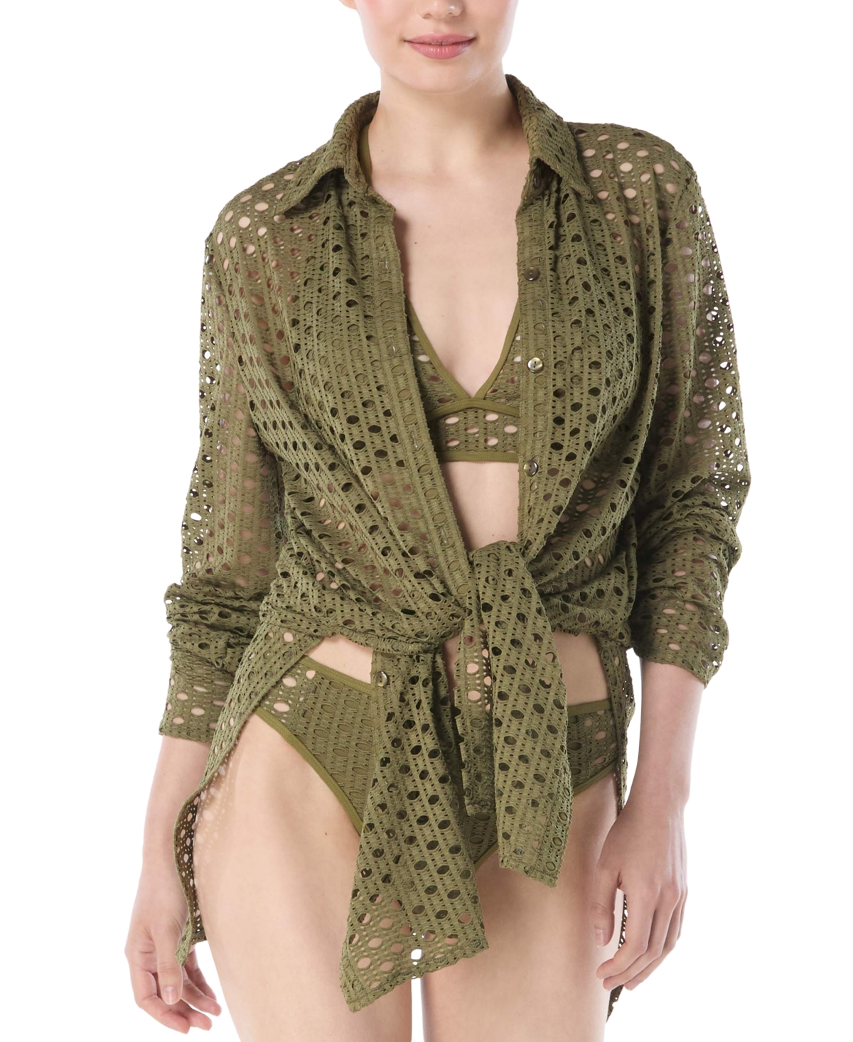 CARMEN MARC VALVO WOMEN'S CROCHET TUNIC SWIM COVER-UP 