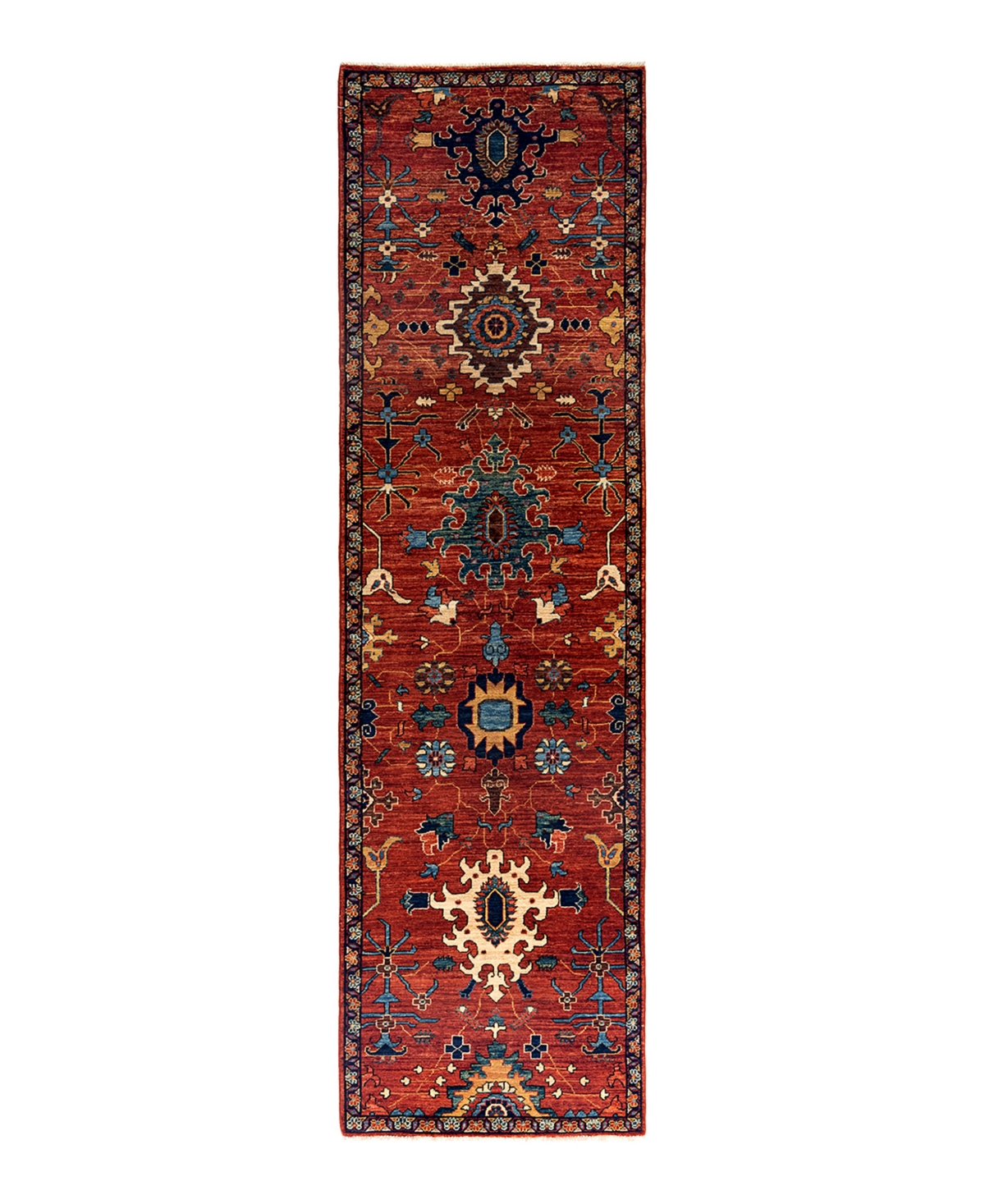 Adorn Hand Woven Rugs Serapi M1999 2'9"x9'11" Runner Area Rug In Red