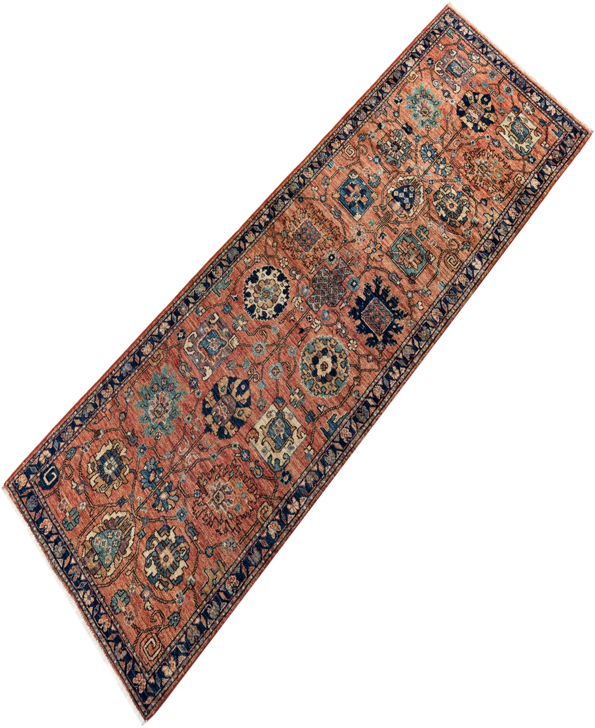 Adorn Hand Woven Rugs Serapi M1999 2'7"x8' Runner Area Rug In Orange