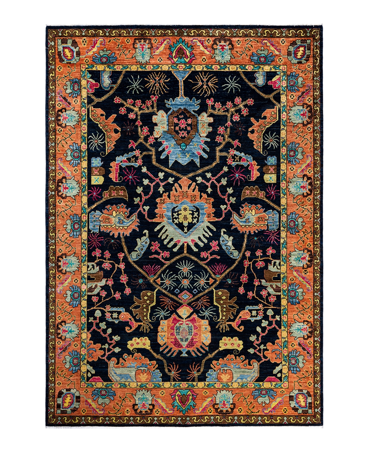 Adorn Hand Woven Rugs Serapi M1999 6'x8'11" Area Rug In Navy