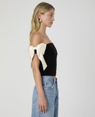 Women's Carey Velvet Bow-Sleeve Top