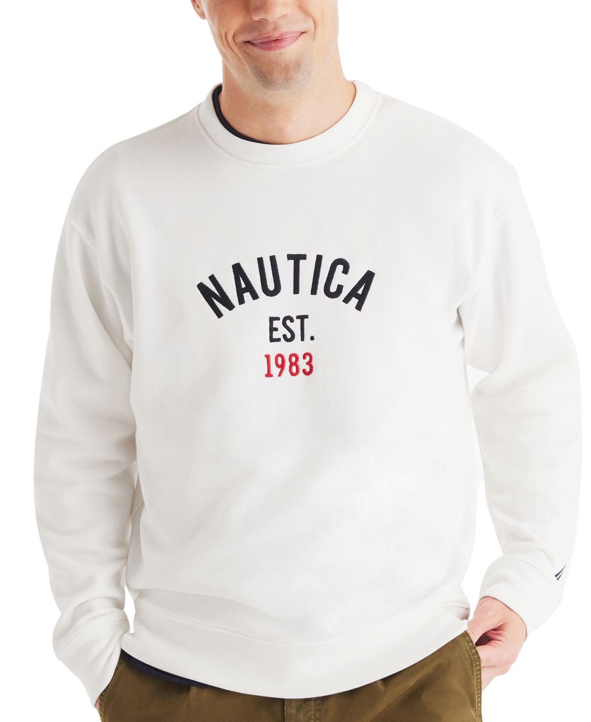 Nautica Men's Logo Crewneck Sweatshirt In Sail White