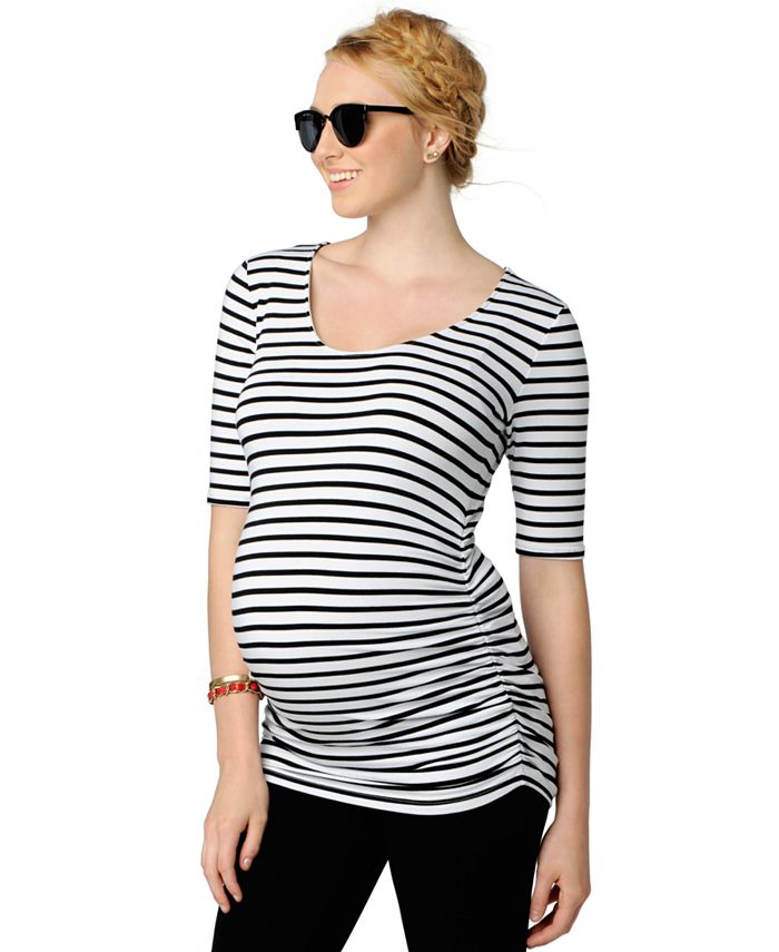 A Pea in the Pod Maternity Elbow-Sleeve Striped Top & Reviews ...