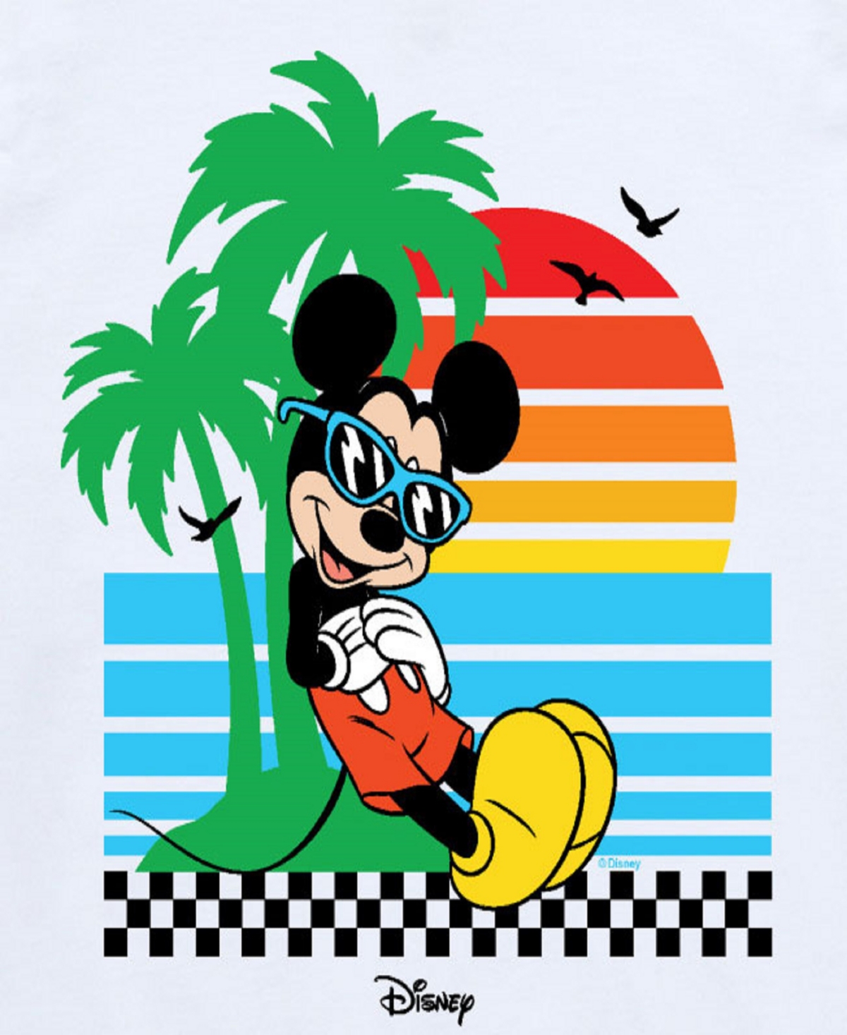 Hybrid Big Boys Disney Mickey Mouse Beach Graphic Tee In White