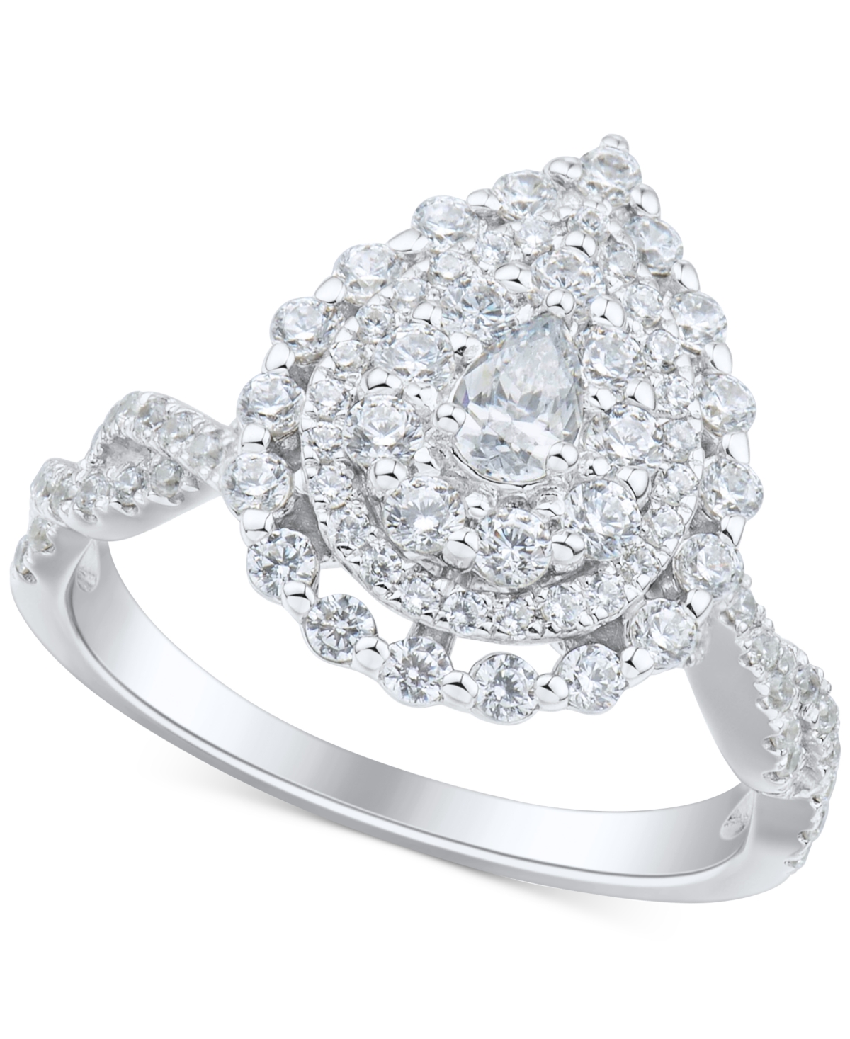 Macy's Diamond Pear Halo Engagement Ring (1 Ct. T.w.) In 14k White Gold In White Gold