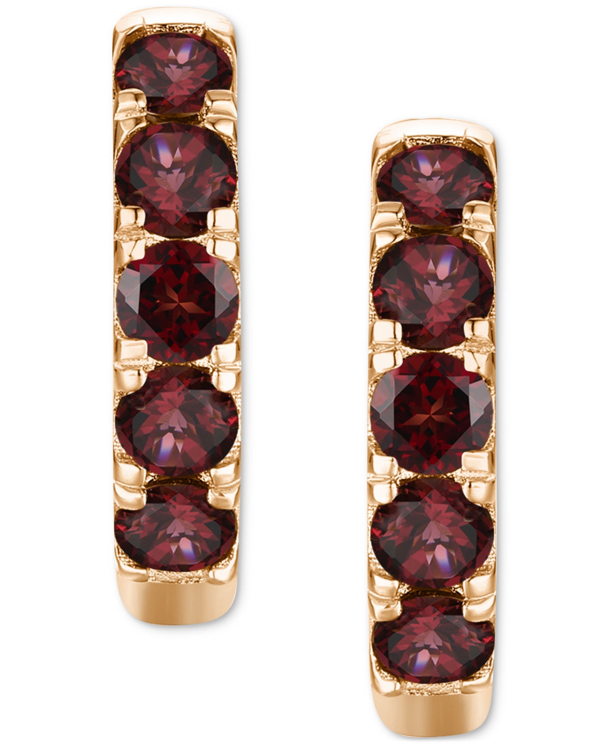 Macy's Lab Grown Ruby Five Stone Small Hoop Earrings (5/8 Ct. T.w.) In 10k Gold, 0.5" (also Available In Ci In Garnet