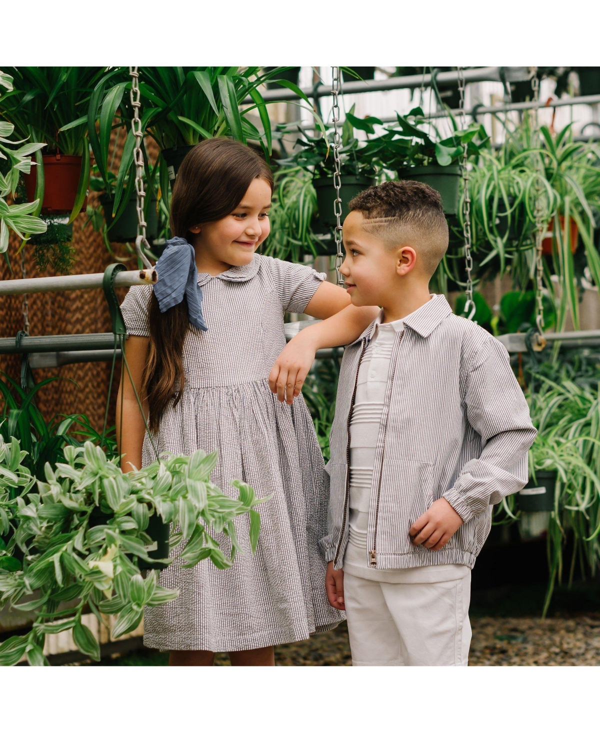 Hope & Henry Boys Long Sleeve Seersucker Bomber Jacket - Navy and White Seersucker