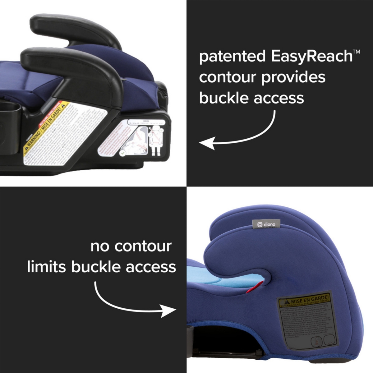 Diono Toddler Connect3 Rxt Backless Booster, Slim Fit 3-Across,/Pink Cotton Candy, Latch - Blue surge /pink cotton candy