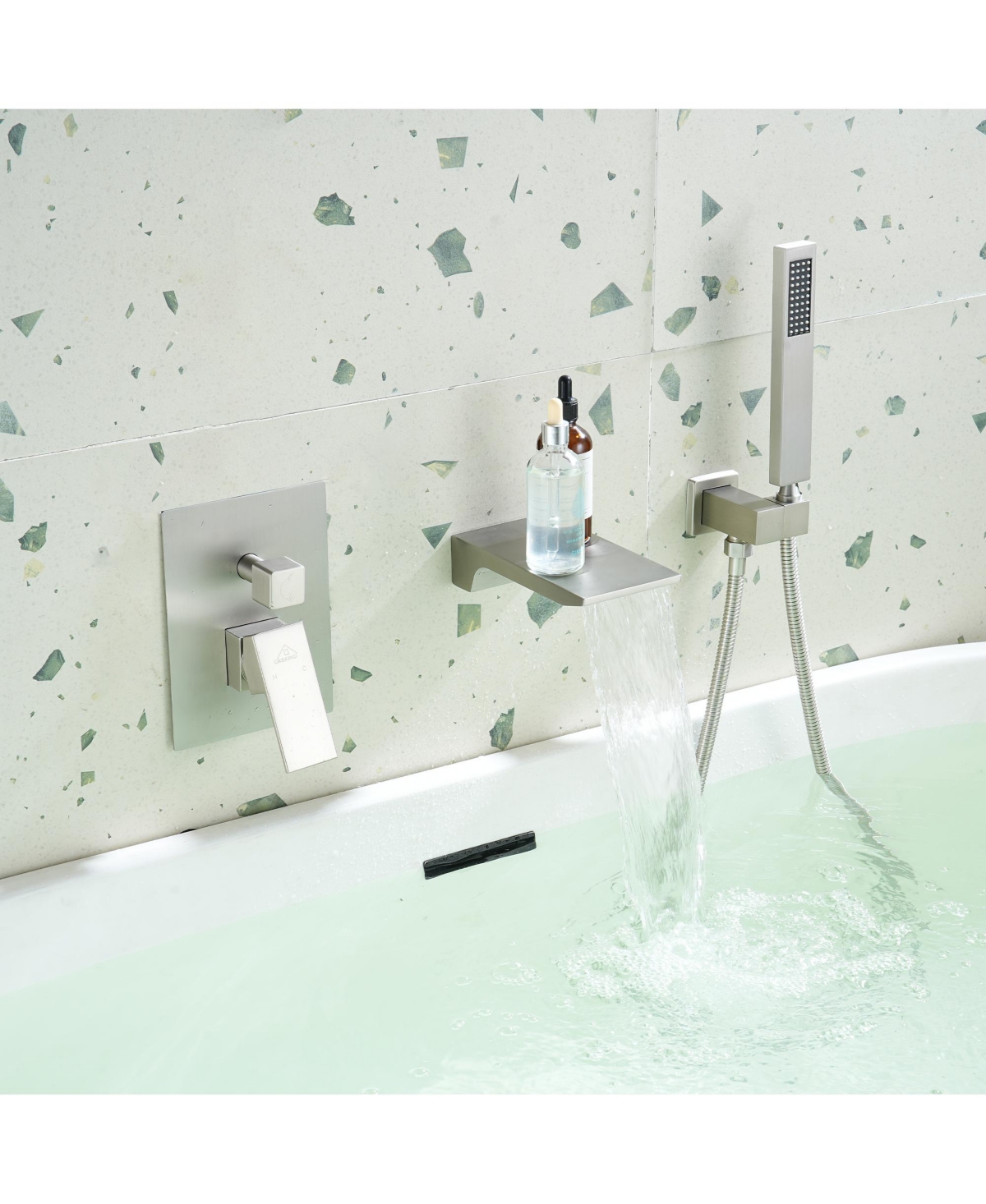 Casainc Shower System Set with Handheld Spray & Waterfall Bathtub Tub Spout