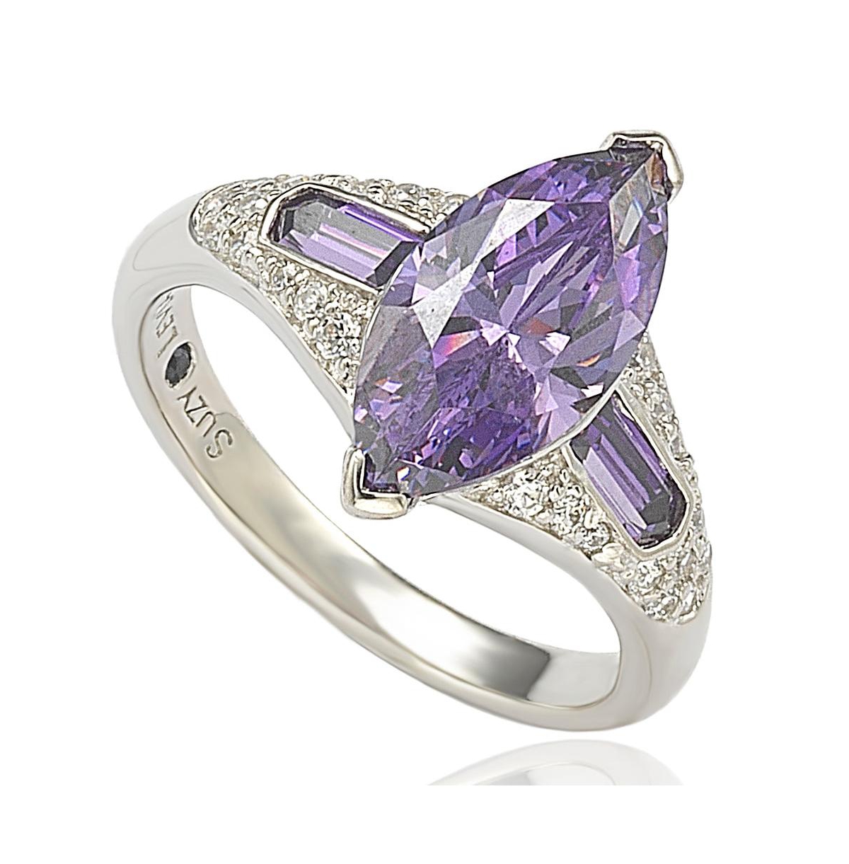 Suzy Levian Sterling Silver Purple Marquise Cubic Zirconia Ring - Purple