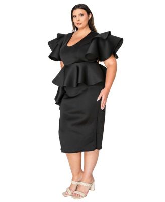 Plus Size Kira Neoprene Peplum Dress