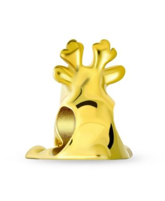 Christmas Charm Bead Caribou Elk Reindeer Red Nose Gold Plated for Bracelet