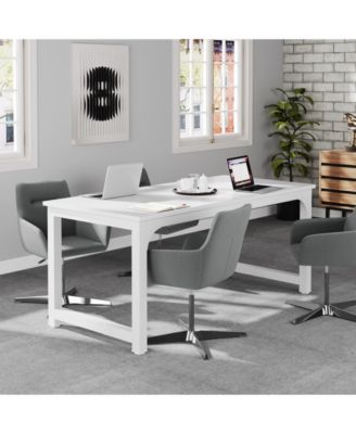 63”Executive Desk, Modern Simple Workstation Business Furniture, Large Office Computer Desk with Thicken Frame
