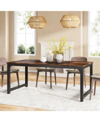 78.7"x39.4" Dining Table, Industrial Kitchen Table for 8-10 Person, Rectangular Dinner Table for Dining Room Kitchen Living Room, with Heavy Duty Metal Legs