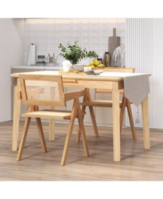 Set of 2 Rattan Accent Chairs with Natural Bamboo Frame