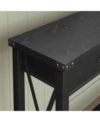 Console Table with 2 Drawers, Farmhouse Sofa Table with Storage Shelf, Accent Wood Entryway Table