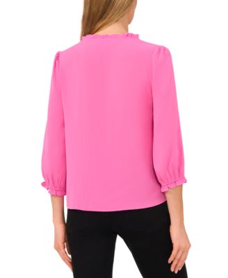 Women's Ruffled Button-Front 3/4-Sleeve Blouse