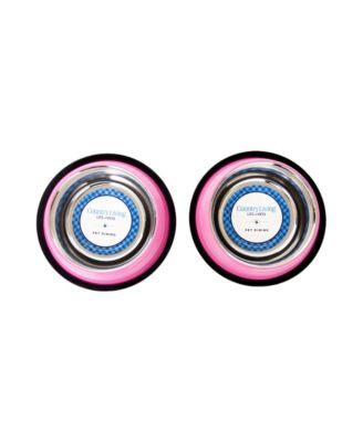 Set of 2 Ribbed Non-Slip Stainless Steel Pet Bowls – Durable and Safe Dog Bowls