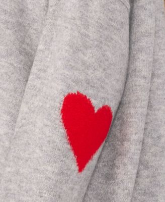 Women's Valentine's Crewneck Elbow Hearts Long-Sleeve Sweater