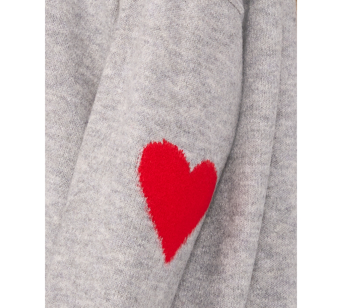 Cece Heart Elbow Crewneck Sweater In Light Heather Grey