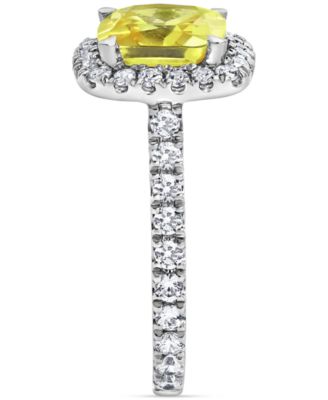IGI Certified Lab Grown Yellow Diamond Cushion Halo Engagement Ring (4 ct. t.w.) in 14k White, Yellow or Rose Gold