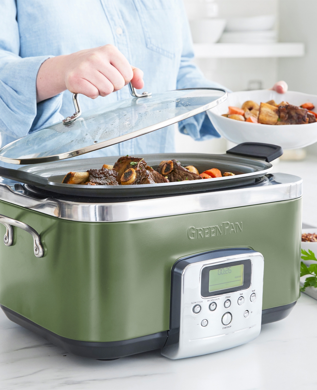 Greenpan Elite 6qt Slow Cooker In Sage