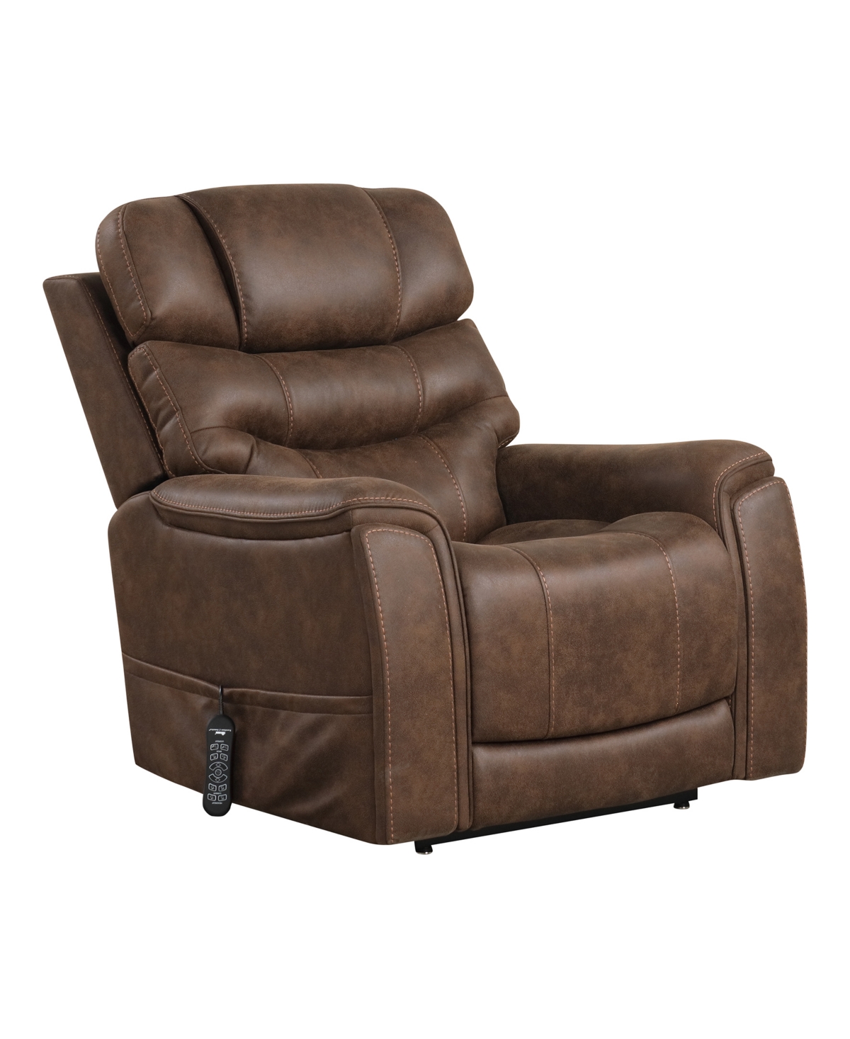 Furniture Of America 39" Leafstorm Artificial Leather Power Recliner Lift Chair In Walnut