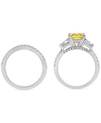 IGI Certified Lab Grown Yellow Diamond Radiant-Cut Bridal Set (3-3/4 ct. t.w.) in 14k White, Yellow or Rose Gold