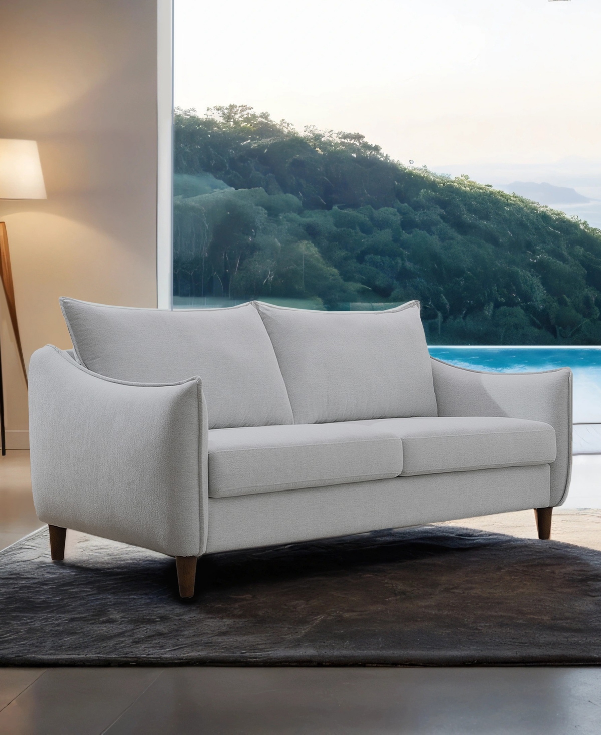 Furniture Of America 66" Lacy Chenille Slope Arm 2-seater Loveseat In Light Gray