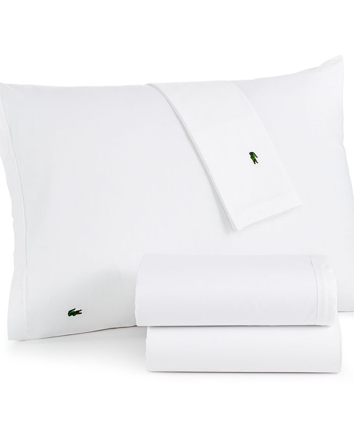 Lacoste 100% Cotton Percale Sheet Set, Solid, Allure Blue, Twin :  : Home