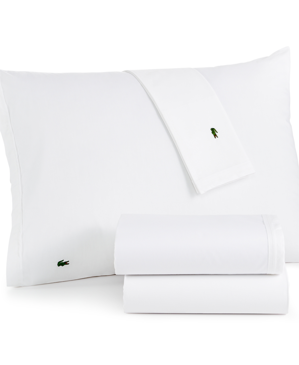 Lacoste Home Solid Cotton Percale Sheet Set, Full In White