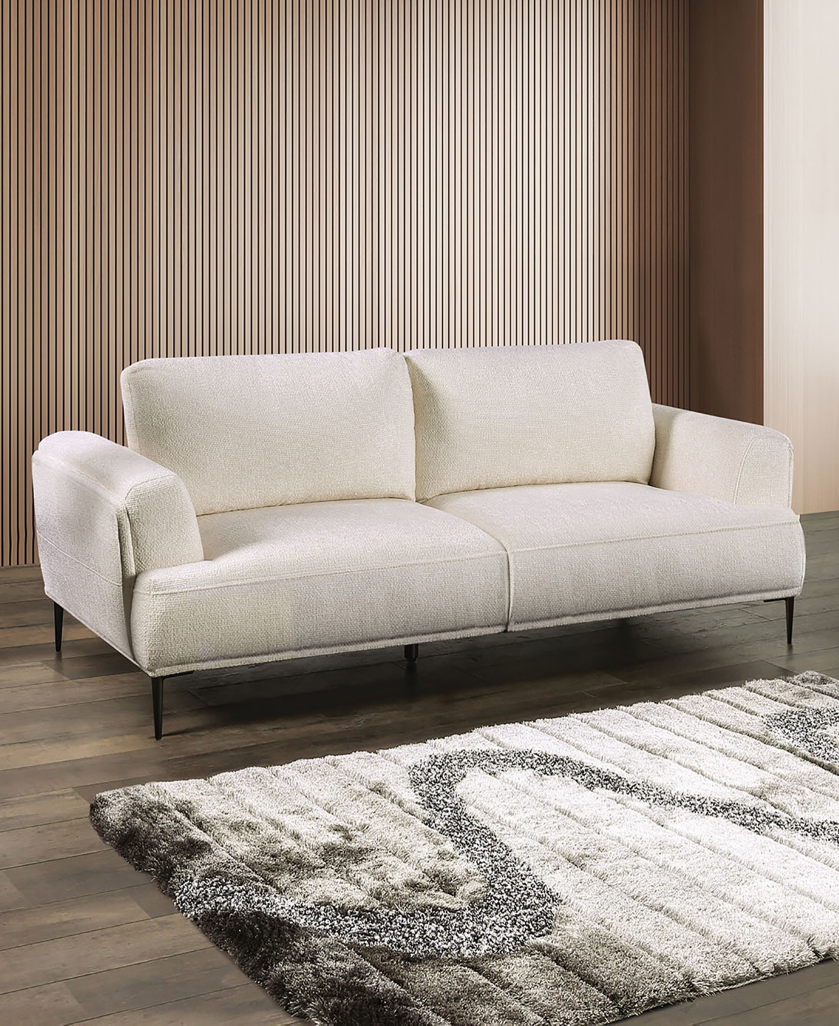 Furniture Of America 81" Orlandi Chenille Flared Arm Sofa In Light Brown