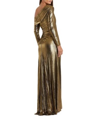 Women's Long Sleeve Off The Shoulder Metallic Gown