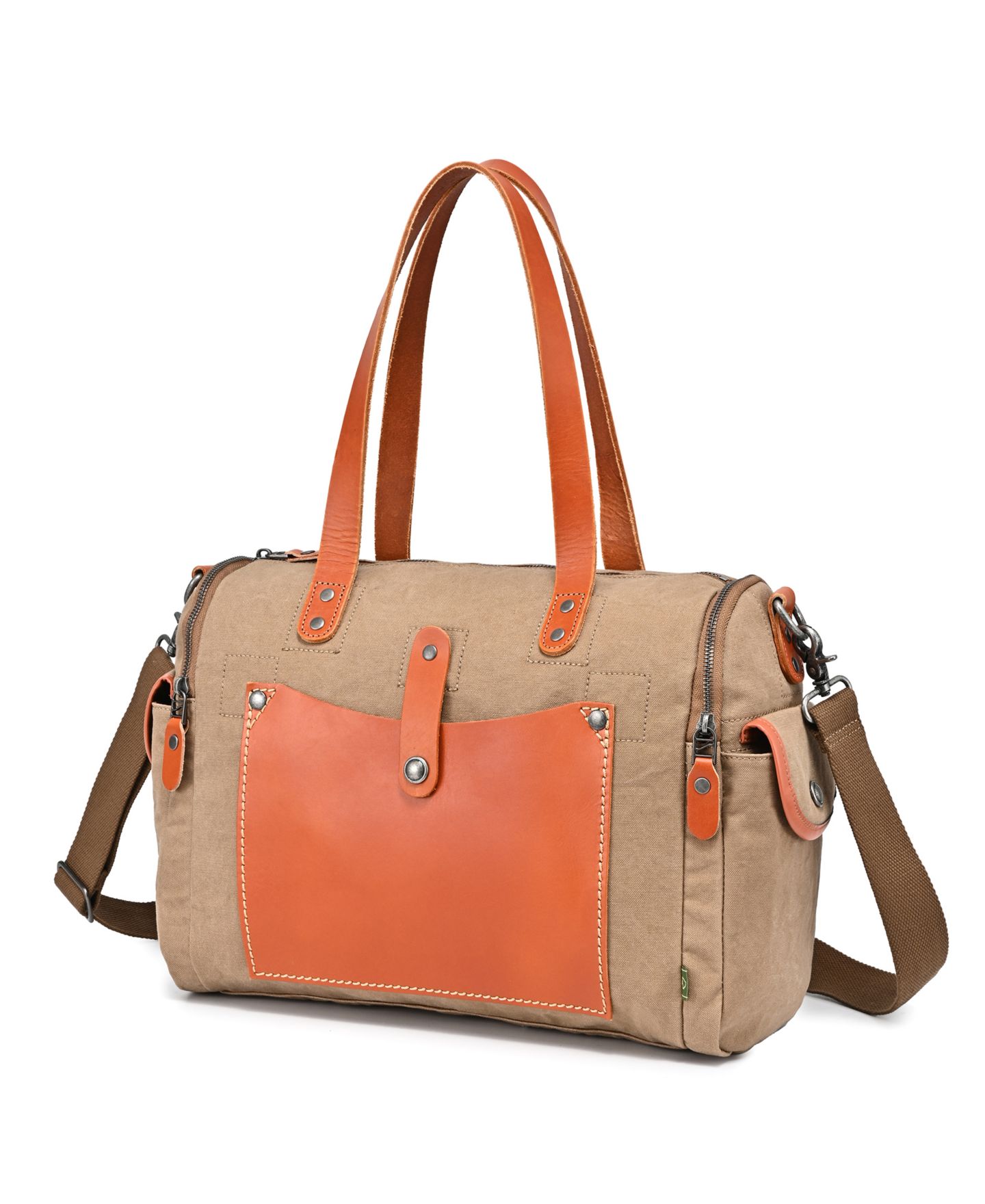 Женская сумка TSD BRAND Super Horse Large Canvas Satchel, цвет: Коричневый — фото 9