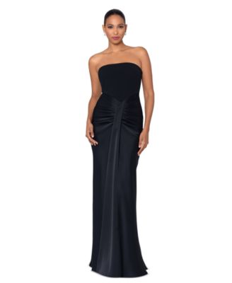 Petite Strapless Drape-Front Satin Gown 