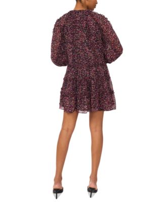 Women's Ruffled Long-Sleeve Tiered Mini Dress