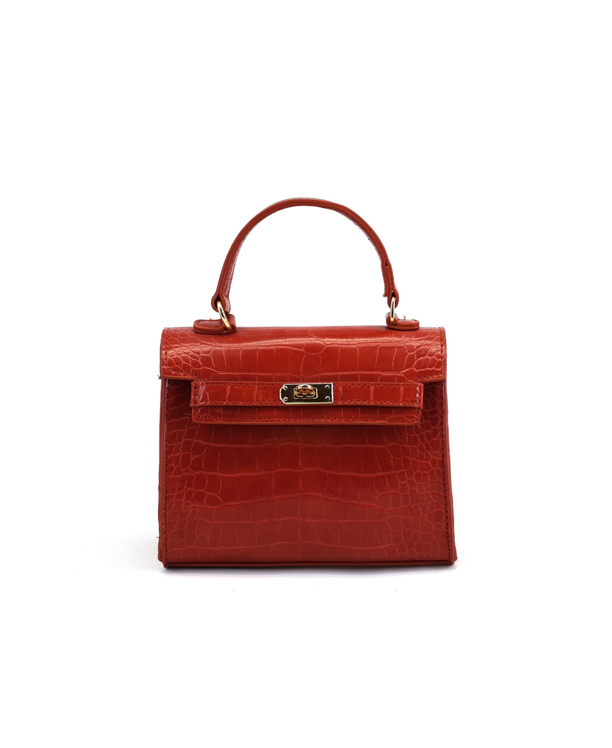 Lantern Faux Croc Crossbody Bag - Green