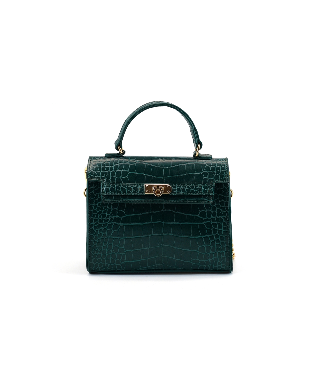 Lantern Faux Croc Crossbody Bag - Green
