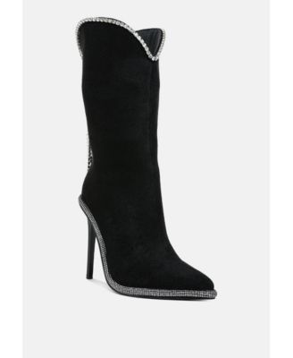 Ashipa Diamante Chain Detail Calf Boots