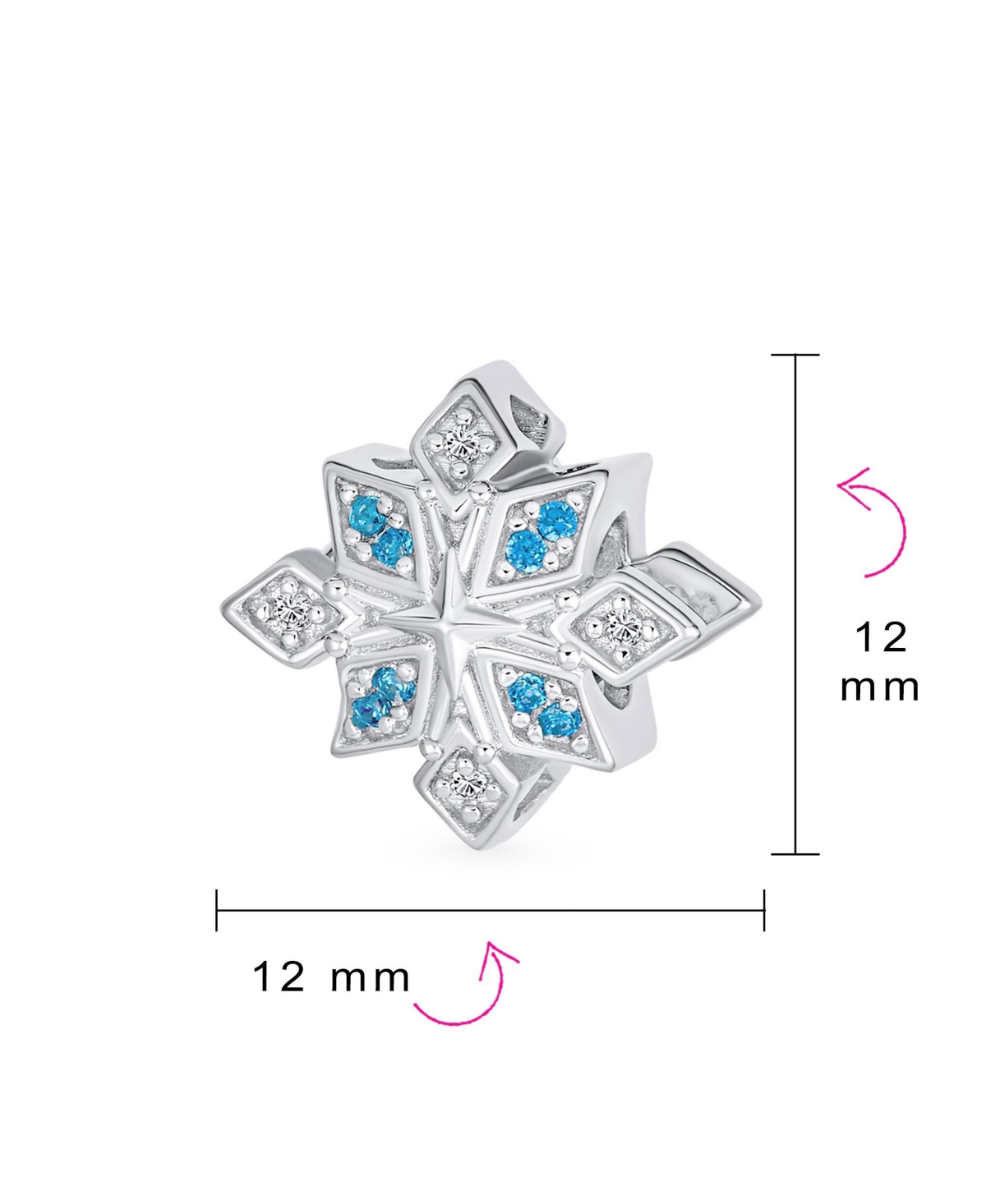 Bling Jewelry Aqua IceSnowflake Christmas Charm Bead with Crystals for Bracelet - Blue
