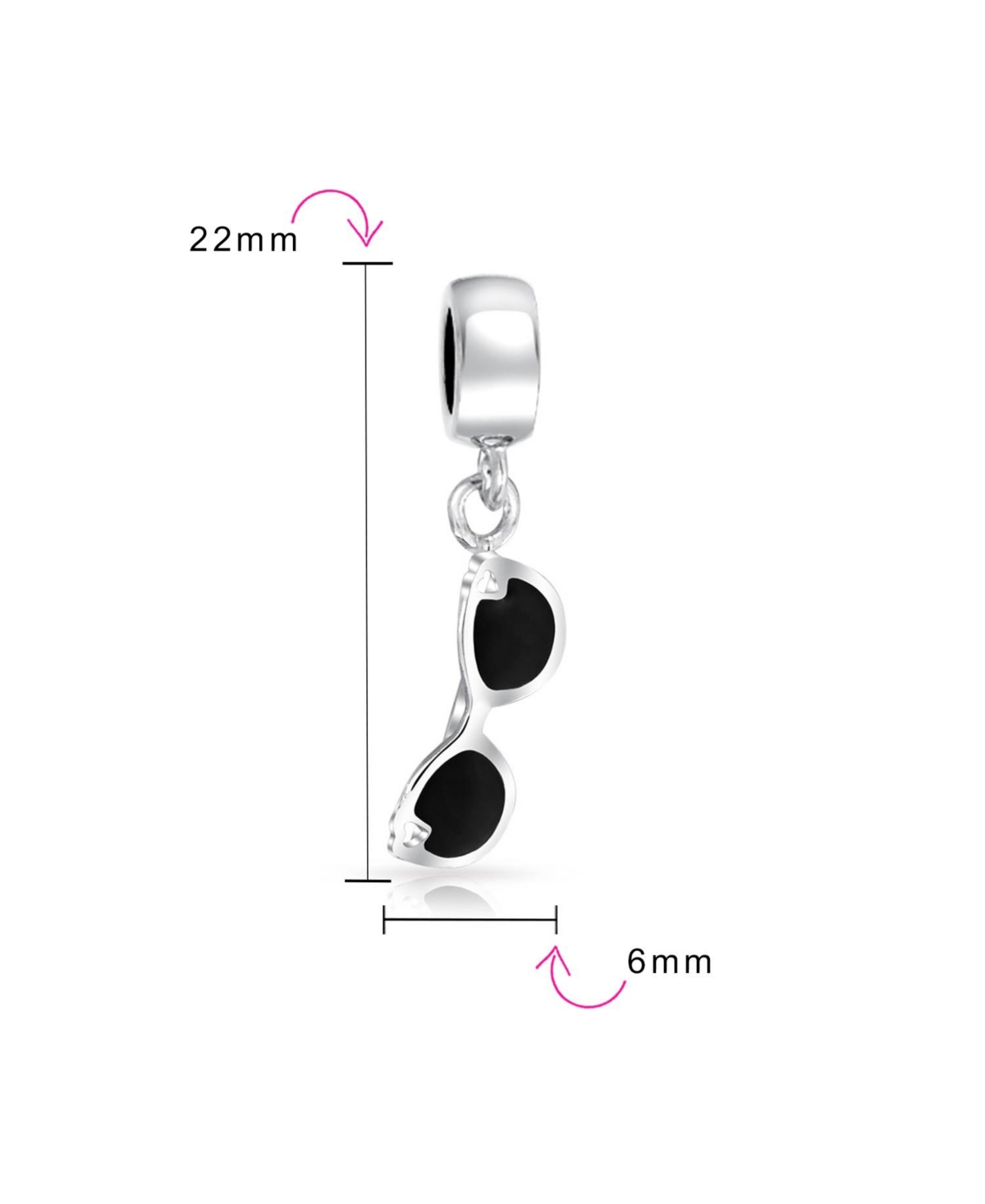 Bling JewelryMovie Star Sunglasses Glass Charm Bead for Bracelets - Black