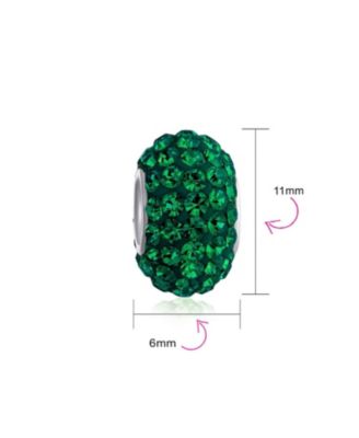 Solid Color Pave Crystal Spacer Bead Charm Bracelet with Sterling Core